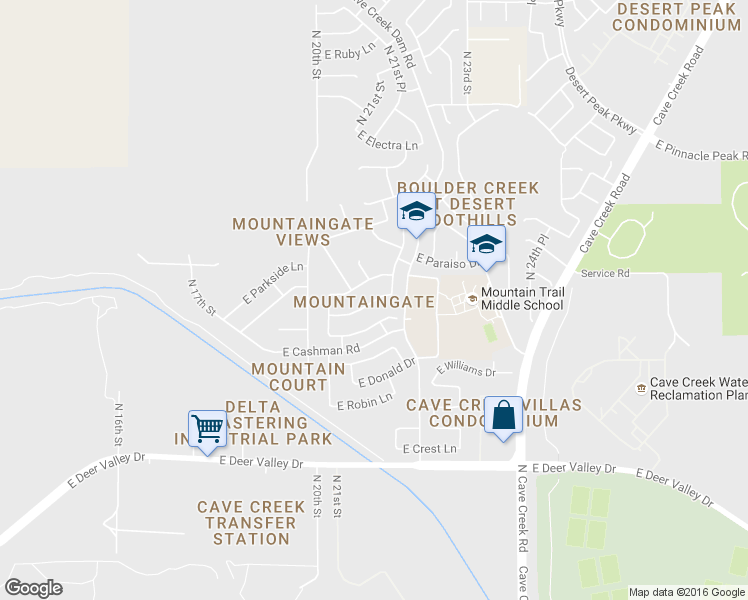map of restaurants, bars, coffee shops, grocery stores, and more near 2112 East Patrick Lane in Phoenix