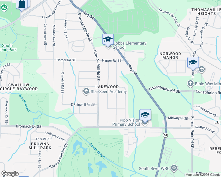 map of restaurants, bars, coffee shops, grocery stores, and more near in Atlanta