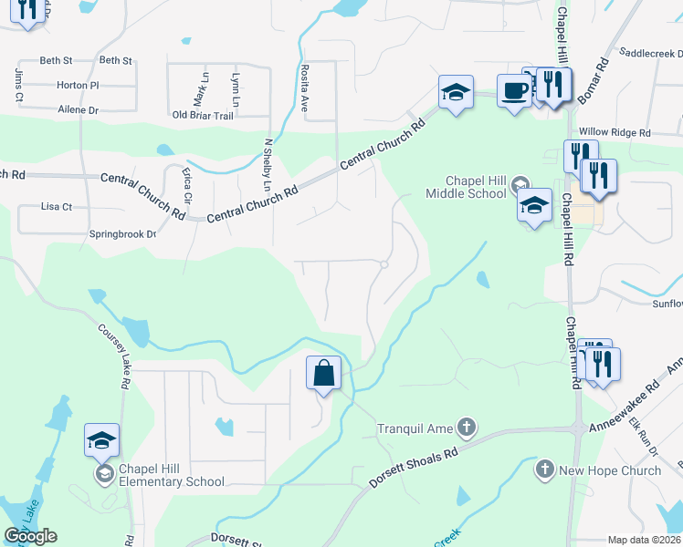 map of restaurants, bars, coffee shops, grocery stores, and more near 4471 Ridge Mill Terrace in Douglasville