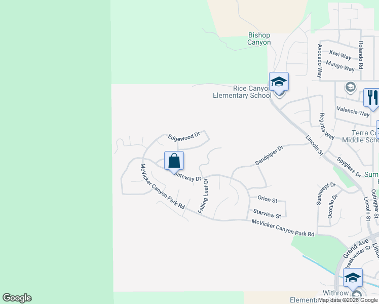 map of restaurants, bars, coffee shops, grocery stores, and more near 29223 Woodbridge Street in Lake Elsinore