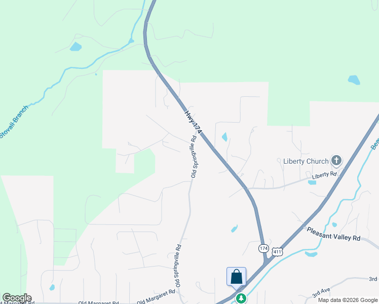 map of restaurants, bars, coffee shops, grocery stores, and more near 965 Old Springville Road in Odenville