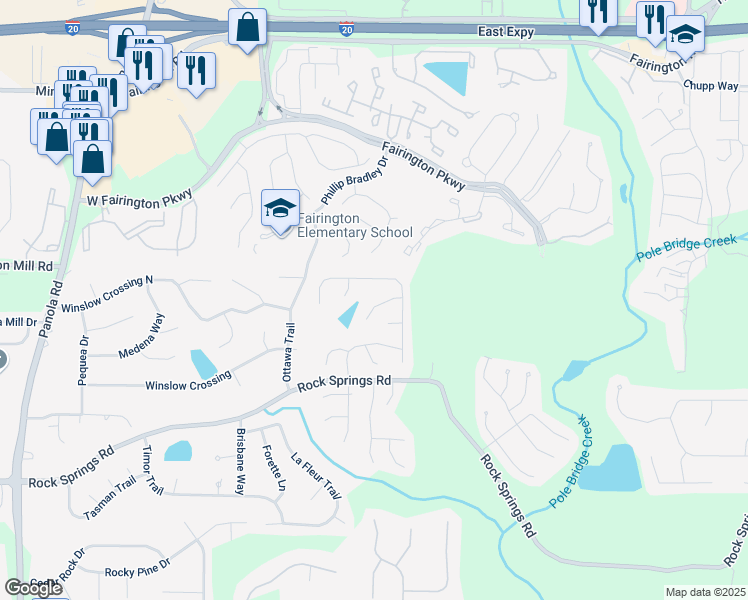 map of restaurants, bars, coffee shops, grocery stores, and more near 5601 Regency Forest Court in Stonecrest