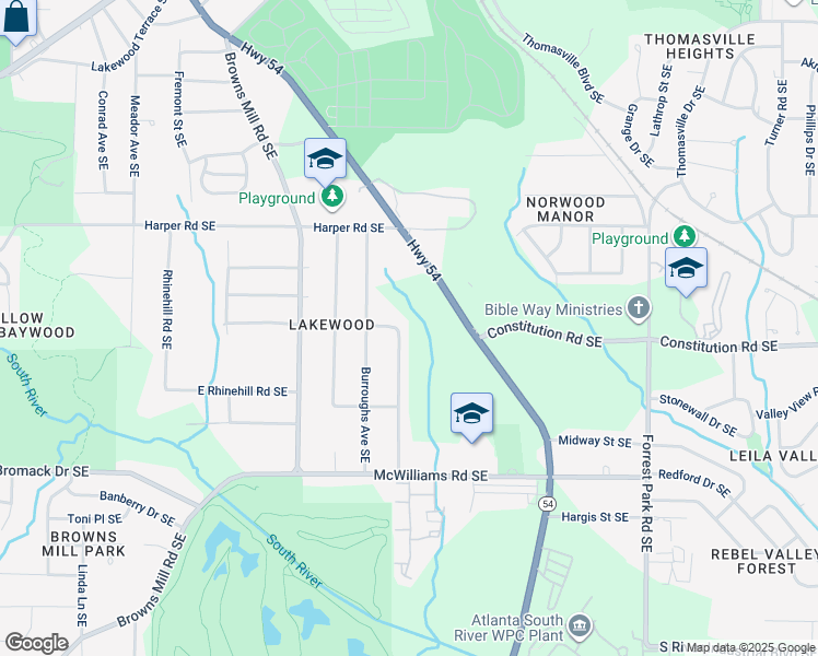 map of restaurants, bars, coffee shops, grocery stores, and more near 2217 Jonesboro Road Southeast in Atlanta