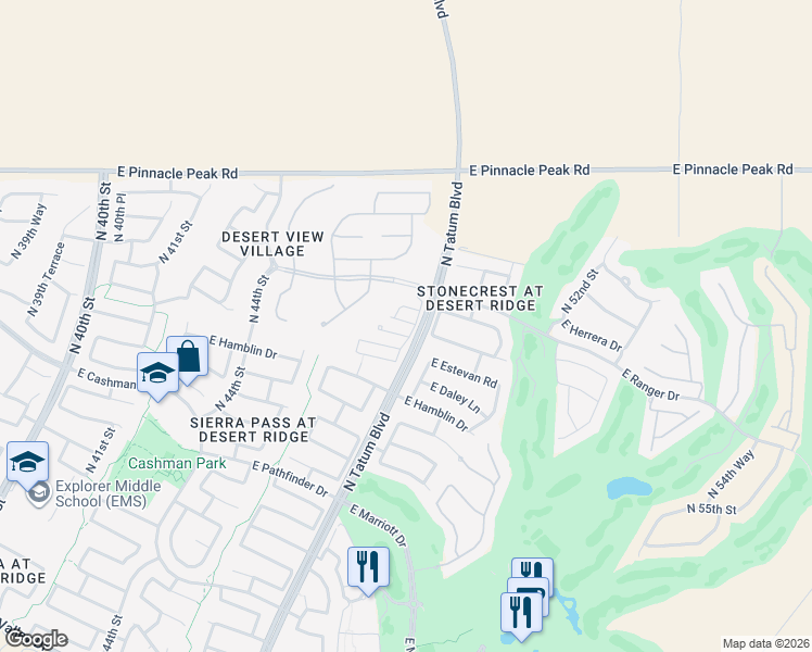 map of restaurants, bars, coffee shops, grocery stores, and more near 4724 East Nocona Lane in Phoenix