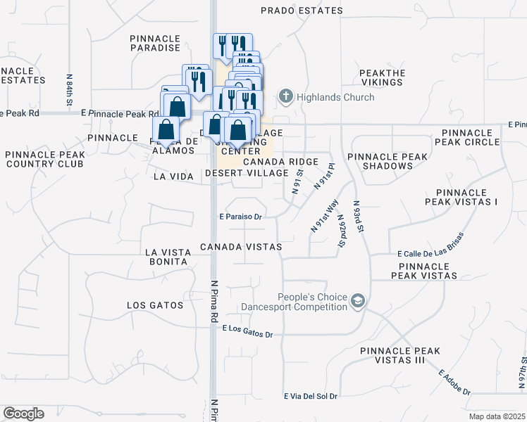 map of restaurants, bars, coffee shops, grocery stores, and more near 8930 East Cll Del Palo Verde in Scottsdale