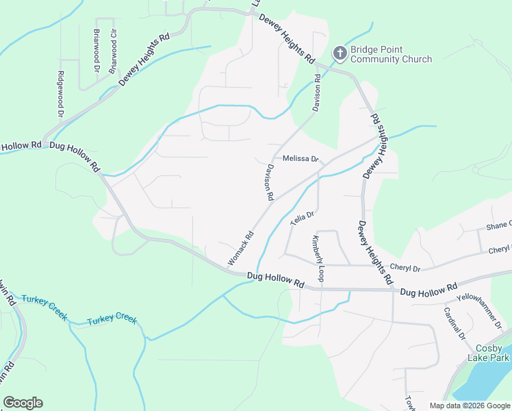 map of restaurants, bars, coffee shops, grocery stores, and more near 6494 Womack Road in Pinson