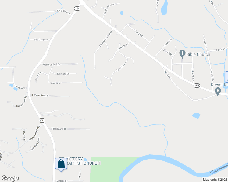 map of restaurants, bars, coffee shops, grocery stores, and more near 2190 Telluride Drive in Douglasville