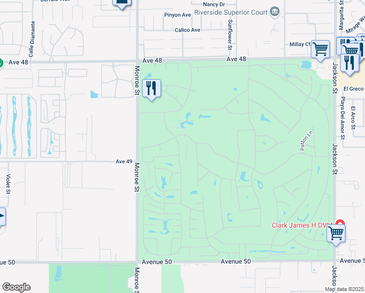 map of restaurants, bars, coffee shops, grocery stores, and more near 48910 Eisenhower Drive in Indio