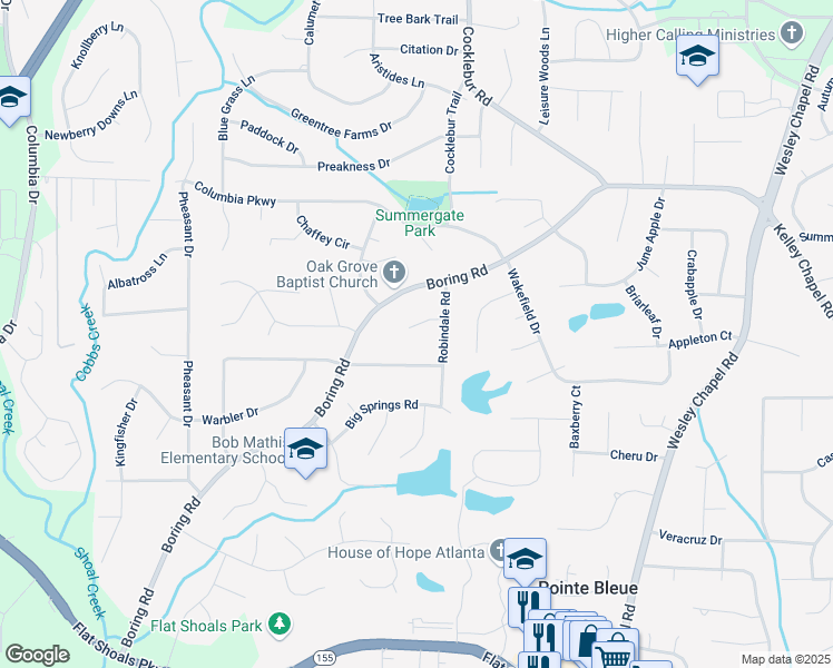 map of restaurants, bars, coffee shops, grocery stores, and more near 3714 Robindale Court in Decatur