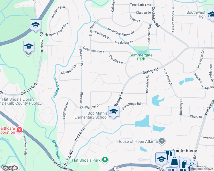 map of restaurants, bars, coffee shops, grocery stores, and more near 2990 Boring Ridge Drive in Decatur