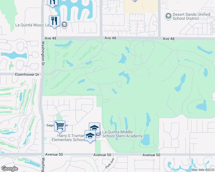 map of restaurants, bars, coffee shops, grocery stores, and more near 79025 Calle Brisa in La Quinta