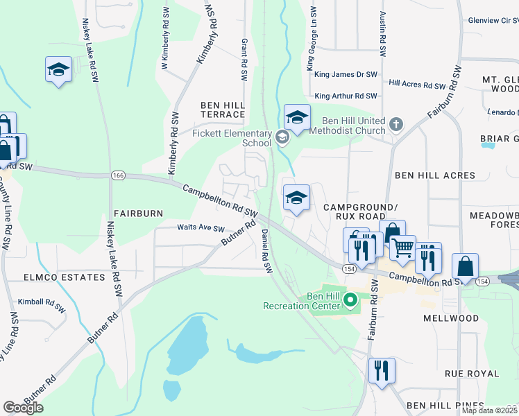 map of restaurants, bars, coffee shops, grocery stores, and more near 0 Butner Road in Atlanta