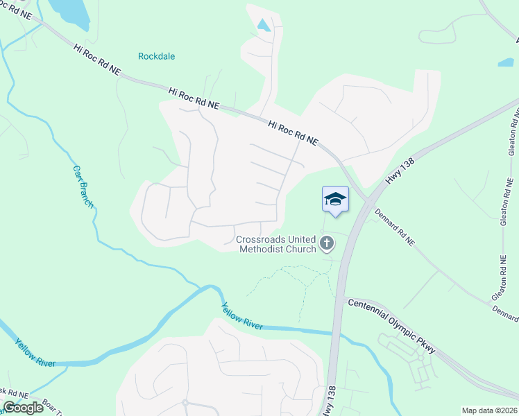 map of restaurants, bars, coffee shops, grocery stores, and more near 2607 Sumpter Trail in Conyers