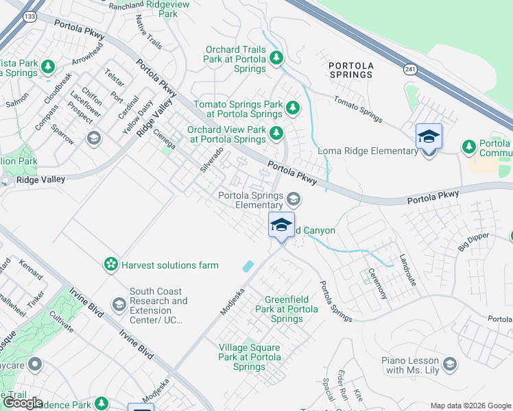 map of restaurants, bars, coffee shops, grocery stores, and more near 136 Long Grass in Irvine