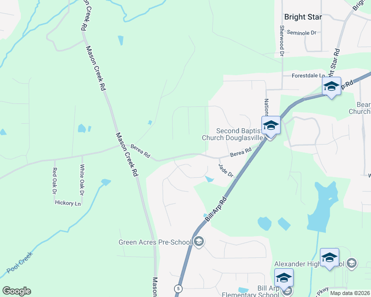 map of restaurants, bars, coffee shops, grocery stores, and more near 4101 Hickory Hollow Drive in Douglasville
