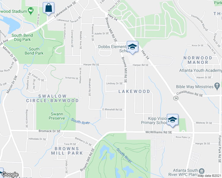 map of restaurants, bars, coffee shops, grocery stores, and more near 400 Carey Drive Southeast in Atlanta
