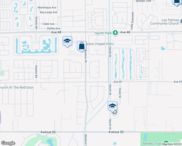 map of restaurants, bars, coffee shops, grocery stores, and more near 48820 Renewal Street in Indio