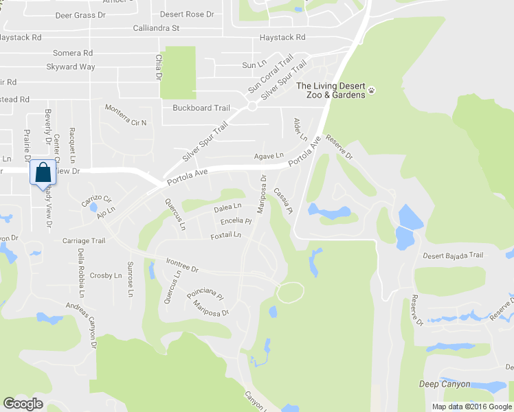 map of restaurants, bars, coffee shops, grocery stores, and more near 73593 Dalea Lane in Palm Desert
