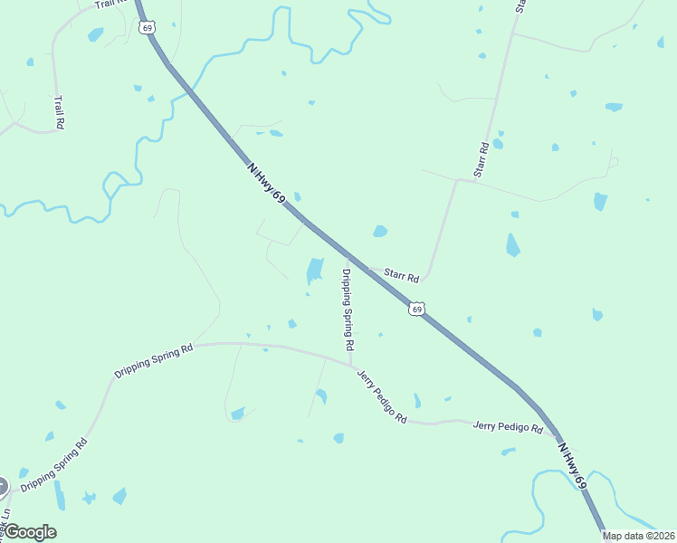 map of restaurants, bars, coffee shops, grocery stores, and more near 9907 Dripping Spring Road in Denison