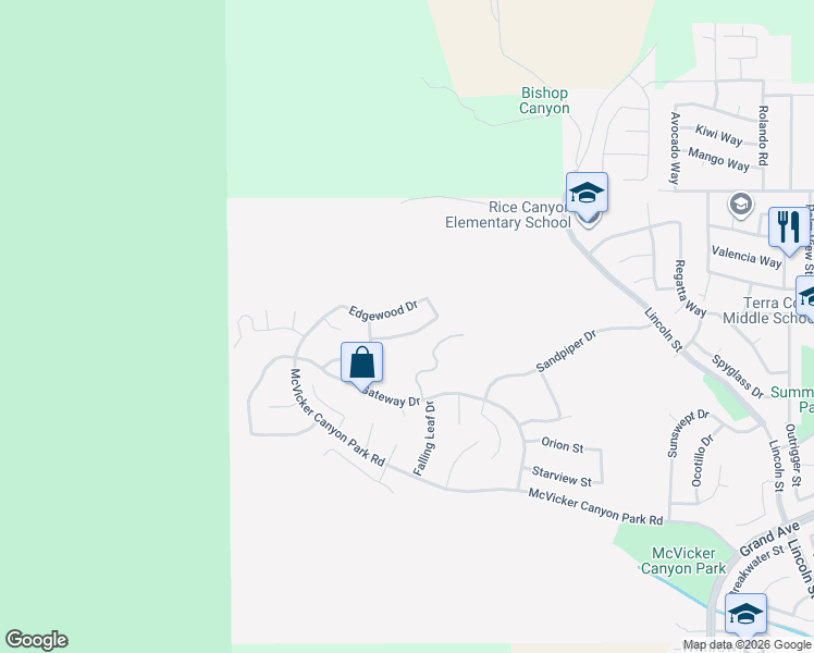 map of restaurants, bars, coffee shops, grocery stores, and more near 29238 Woodbridge Street in Lake Elsinore