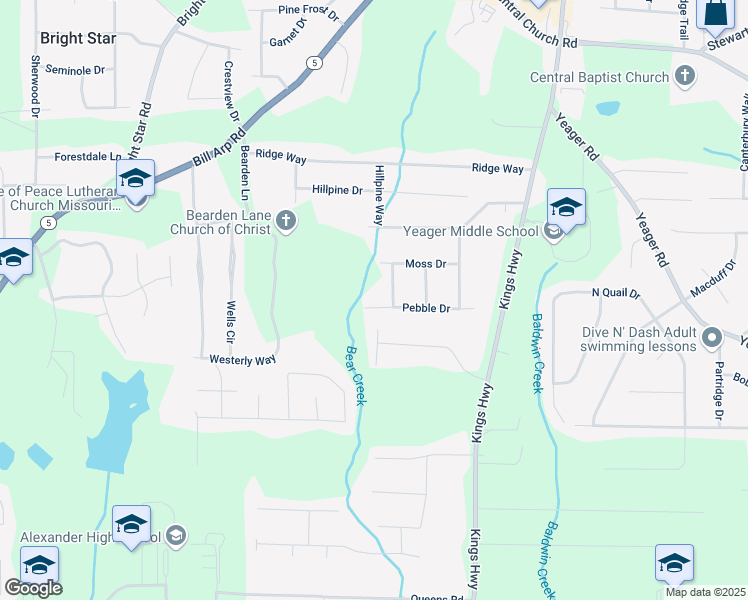 map of restaurants, bars, coffee shops, grocery stores, and more near 6225 Pebble Drive in Douglasville