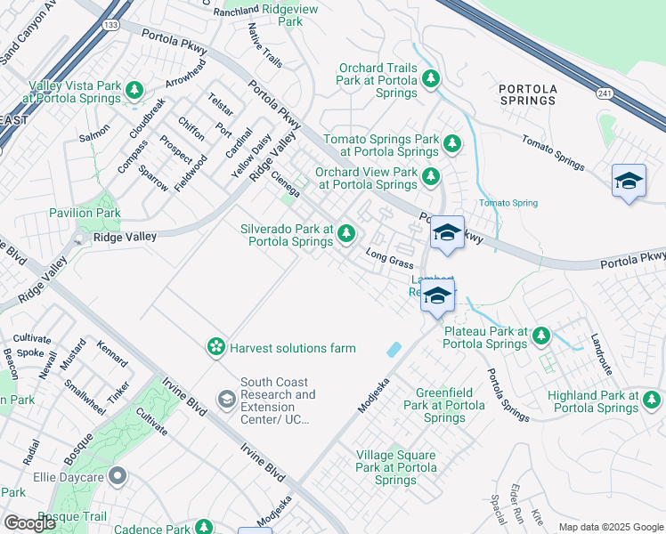 map of restaurants, bars, coffee shops, grocery stores, and more near 53 Scarlet Bloom in Irvine