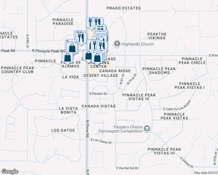 map of restaurants, bars, coffee shops, grocery stores, and more near 8929 East Calle Buena Vista in Scottsdale
