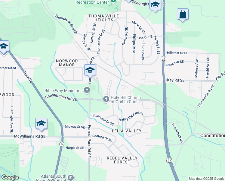 map of restaurants, bars, coffee shops, grocery stores, and more near 960 Constitution Road Southeast in Atlanta