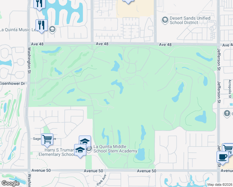 map of restaurants, bars, coffee shops, grocery stores, and more near 79130 Calle Brisa in La Quinta