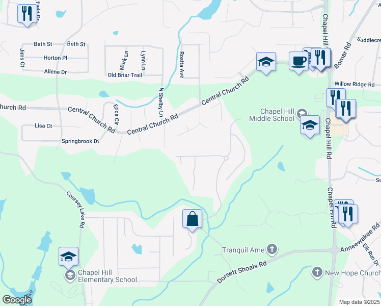map of restaurants, bars, coffee shops, grocery stores, and more near 4616 Town Manor Drive in Douglasville