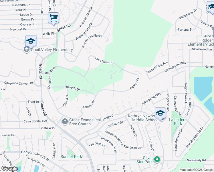 map of restaurants, bars, coffee shops, grocery stores, and more near 24460 Conejo Drive in Menifee