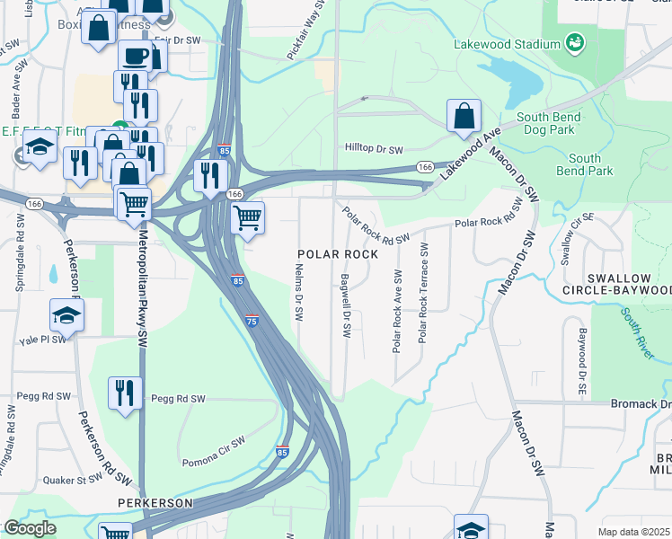 map of restaurants, bars, coffee shops, grocery stores, and more near in Atlanta
