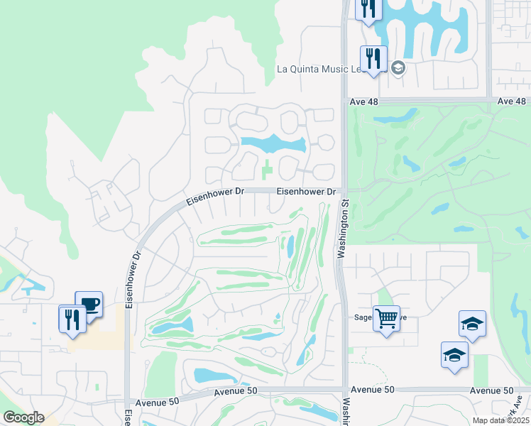 map of restaurants, bars, coffee shops, grocery stores, and more near 48721 San Vicente Street in La Quinta