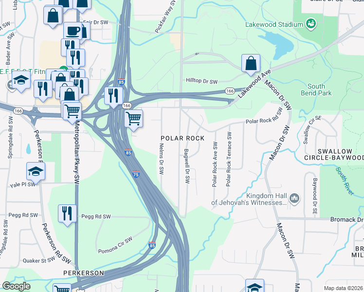 map of restaurants, bars, coffee shops, grocery stores, and more near in Atlanta