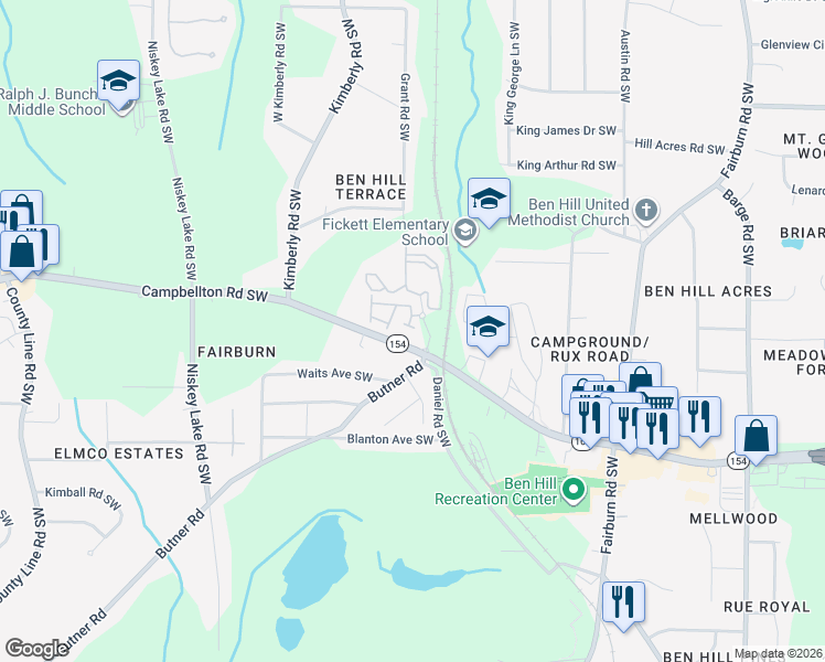 map of restaurants, bars, coffee shops, grocery stores, and more near 2192 Cypress Lane SW in Atlanta
