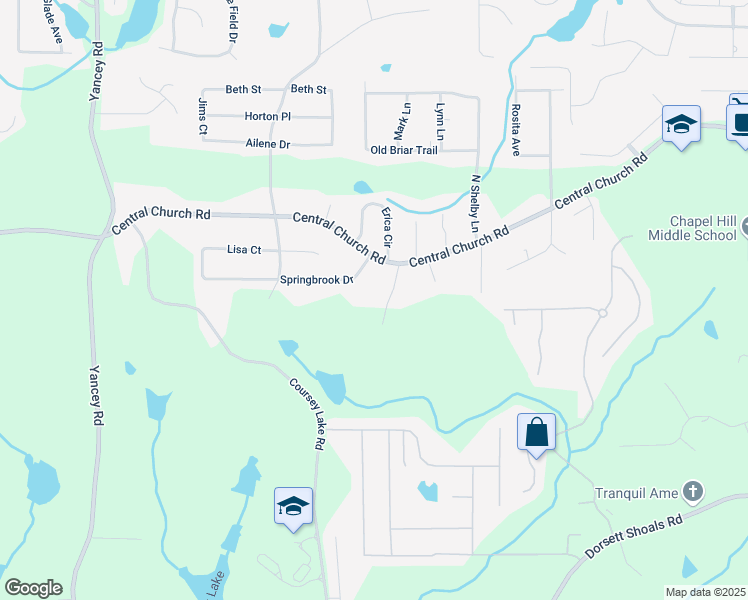 map of restaurants, bars, coffee shops, grocery stores, and more near 4079 Parks Lane in Douglasville