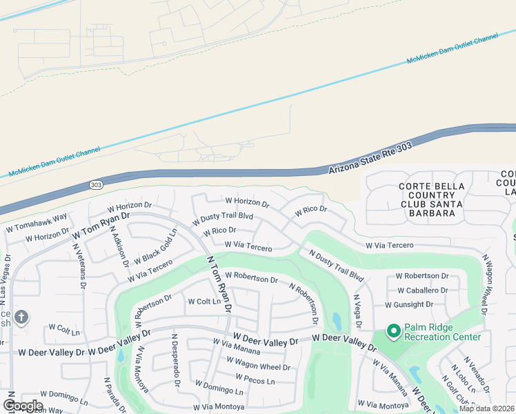 map of restaurants, bars, coffee shops, grocery stores, and more near 14133 West Horizon Drive in Sun City West
