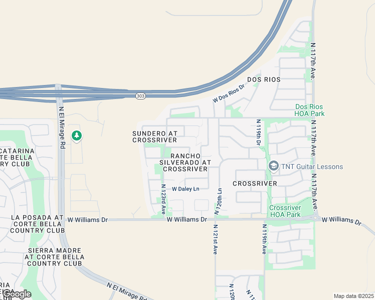 map of restaurants, bars, coffee shops, grocery stores, and more near 12205 West Planada Lane in Sun City