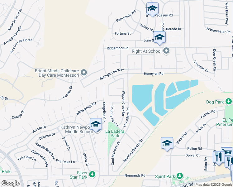 map of restaurants, bars, coffee shops, grocery stores, and more near 25060 Clover Creek Lane in Menifee