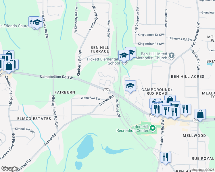 map of restaurants, bars, coffee shops, grocery stores, and more near 2192 Cypress Lane SW in Atlanta