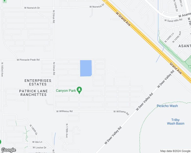 map of restaurants, bars, coffee shops, grocery stores, and more near 17581 West Villa Chula Lane in Surprise