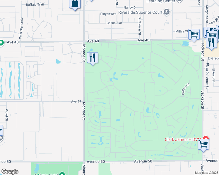 map of restaurants, bars, coffee shops, grocery stores, and more near 48910 Eisenhower Drive in Indio
