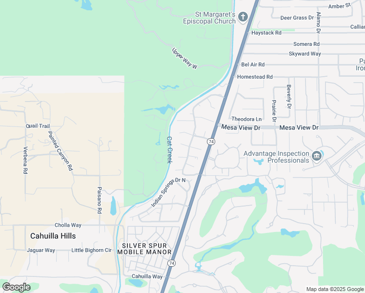 map of restaurants, bars, coffee shops, grocery stores, and more near 72307 Merry Vale Way in Palm Desert