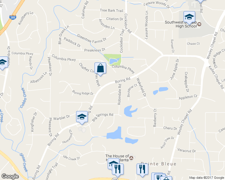 map of restaurants, bars, coffee shops, grocery stores, and more near 3714 Robindale Court in Decatur