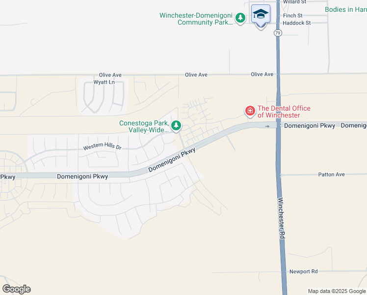 map of restaurants, bars, coffee shops, grocery stores, and more near 37265 Rice Rd in Winchester