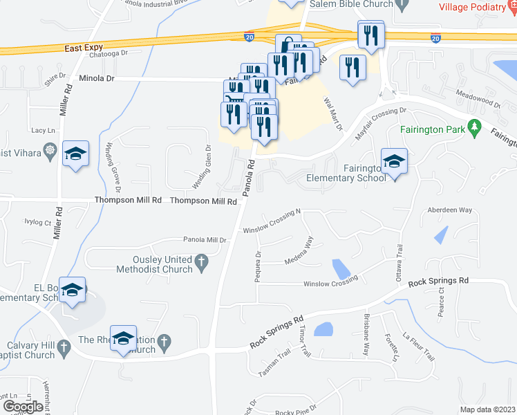 map of restaurants, bars, coffee shops, grocery stores, and more near 3073 Rully Way in Lithonia