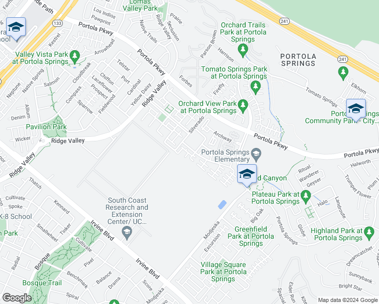 map of restaurants, bars, coffee shops, grocery stores, and more near 38 Pathway in Irvine