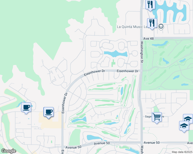 map of restaurants, bars, coffee shops, grocery stores, and more near 48721 Santa Ursula Street in La Quinta