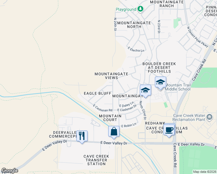 map of restaurants, bars, coffee shops, grocery stores, and more near 1925 East Parkside Lane in Phoenix