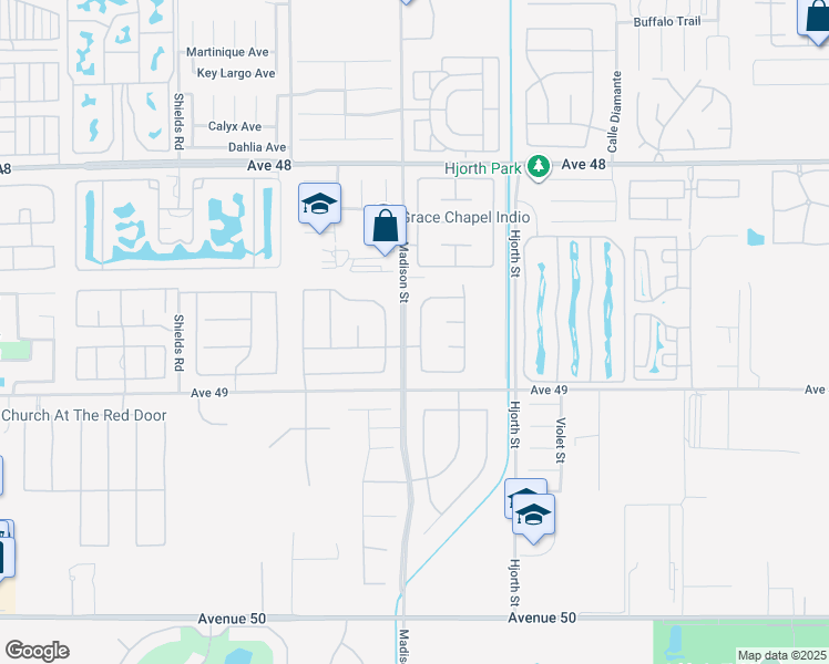 map of restaurants, bars, coffee shops, grocery stores, and more near 48749 Renewal Street in Indio